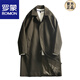 ROMON windbreaker men's mid-length coat 2026 new spring and autumn trendy Korean style loose business casual high-end coat black M loose version