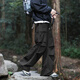 
SWAMP AREA paratrooper charge pants men's spring and summer thin pleated hiking pants straight sports and casual ice silk pants WS701 black M