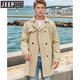 Jeep Spirit Jeep Trench Coat Herren Frühling und Herbst 2025 Neue Männerkleidung Europäischer und amerikanischer Langhülle Lampe Slim Double Breasted Casual Clothing Black L.