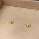OFK Old Phoenix 999 Gold Ear Hole Hypoallergenic Earrings Small Gold Peas Mini Gold Beads Small Ears Shining Gold Glossy Old Phoenix Gold Store Style 5mm