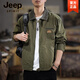 JEEP SPIRIT American retro cotton work jacket men's spring and autumn new Detroit loose large size versatile lapel jacket dark gray L suitable weight 130-145Jin Jin equals 0.5 kg
