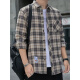 Camisa informal a cuadros Camisa de manga larga de primavera y otoño de la primavera y otoño de la colcha coreana retro de verano delgada de verano k12109 verde (con lana m 90-110jin [Jin iguala 0.5 kg]