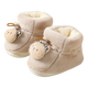 Lamicqi baby toddler shoes 0-1 year old newborn boys and girls in autumn and winter plus velvet thickened warm cotton shoes soft sole shoes bear yellow 11.5 cm inside length (suitable for 0-5 months)