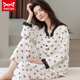 Catman MIIOW pure cotton pajamas for women in spring and autumn long-sleeved cardigan for middle-aged and youth women's casual suit cotton home clothing SH14701 pure cotton M (80-100Jin[Jin equals 0.5 kg])