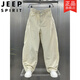 Jeep (Jeep) Color sólido de moda y versátil Pantalones de harén de ropa de trabajo simples para los hombres de la moda delgada de verano Pantalones casuales de pierna ancha