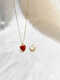 Li Shen 18K gold pendant double-sided love red agate pendant au750 gold necklace women's clavicle chain women's 18k gold rose gold pendant + 18k gold necklace