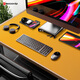 Yishiku (Exco) 1,4 m blau und gelb doppelseitig wasserdichte Ledermauspads-Lernkissen Computer-Büro-Schreibtisch Pad Super großes Gaming-Tastatur-Taste Leder-Leder-Computer Schreibtisch Stoff 9789