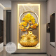 Yaoshijia Gemälde, Schatztopf, Eingang, dekorative Gemälde, leichte luxuriöse LED-Lampen, Korridore, hängende Gemälde, Wandgemälde, einfache, moderne und High-End-Z6189 100*200 (empfohlene Wände über 1,5 Metern) Kristallporzellanaluminie-Leichtmetallgold Gold Rahmen