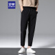 Romon Pantalones casuales Summer de verano Pantalones heterosexuales Pantalones rectos de seda de hielo Pantalones de nueve puntos Clothing 718 Negro 2xl