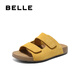 百丽（Belle）吐司拖1代升级款休闲勃肯鞋女25夏季新商场款魔术贴拖鞋D5Y1DBT5 黄色 （1代升级版） 36 (230mm)