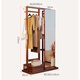Ningzao Massivholzbügel bodenhaftes Schlafzimmer Haushaltsraum Kapuze Rack Drehende Spiegel integrierter Wohnzimmerbügel mit Spiegel Walnuss Farbe# große Größe: 120 cm*40 cm*170 cm