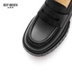 
DEEP BREATH Deep Breath Women's Shoes Cowhide Simple XL Thick Sole One-Standed Loafer Women's Shoes AX13116 Black 37