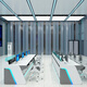 Station de surveillance de la salle de contrôle centrale, station de répartition de sécurité, console centrale de commande électrique, table d'opération en acier et bois au sens technologique moderne, bois peint sans armoire/m