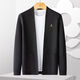 Mengtejiao [wool blend/silk] cardigan sweater men's middle-aged casual solid color sweater men's jacket spring and autumn trend black L /50/175/92A [160Jin [Jin equals 0.5 kg]]