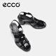 ECCO Roman sandals for women 25 years new elegant and versatile breathable thick heel braided high heels sculpture 222723 Black 22272301001 37