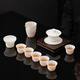 SUSHI CERAMICS mutton-fat jade porcelain ultra-thin body relief mountain and river Sancai Gaiwan Kungfu tea set gift box set