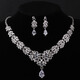 Fujiu 2024 new high-end atmospheric bridal set chain water drop rhinestone necklace earrings wedding dress necklace wedding necklace Korean style F necklace + earring needle style (with pierced ears)