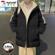 Specht Down Jacke Männer 2024 Winter neuer Trend vielseitige Kapuzenjacke Herren-Teenager verdickter warmer Top Männer 9901 Schwarz 3xl Empfohlen 170-190jin [Jin gleich 0,5 kg]