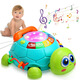 Simulación de música multifuncional para niños Teléfono Baby Rawling Toy Learning to Graw Turtle Tarde Education Machine de aprendizaje HLX218A-1 [Versión de control remoto] Tortuga de proyección de rastreo [Color inglés