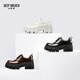 
DEEP BREATH Deep Breath Women's Shoes Cowhide Thick Sole Low Top Strap Gentleman Single Shoes Women's AX13066 Black 35