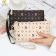 Kuqidaishu artesanía italiana estilo coreano embrague de moda billetera para mujer billetera larga billetera multifunción bolso móvil gran capacidad m letra marrón