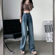 Sekong 2025 Herbst und Winter neuer Stil Dicked High Taille Draped Casual Weit-Bein-Jeans für Frauen plus Samt warme Hosen HNF 683 Retro Blue M.
