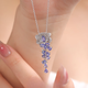 Chihuan natural tanzanite necklace for women 925 silver inlaid with original design coconut tree simple clavicle chain pendant tanzanite necklace
