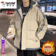 Woodpecker cotton coat men's trendy cotton coat men's jacket men's autumn and winter new style student big children plus velvet thickened casual velvet jacket men 10688/9789 dark gray 2XL (recommended 140-155 Jin [Jin equals 0.5 kg])