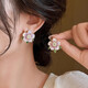 QMXD Yang Mi's same purple camellia earrings for women 2025 new popular unique earrings light luxury high-end earrings purple camellia earrings