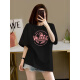 Mit reiner Yishion Koreaner Version von Fat MM ApricoT Pure Cotton Kurzärmelte T-Shirt für Frauen 2025 Neue Sommer großer schlanker Schulter halbärmelig.