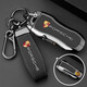 Chaomeng suitable for Porsche Paramela key cover macan cayenne 718 men 911 women's car full metal shell leather buckle B-volcanic red-[single shell without buckle]