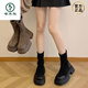 Woodpecker showing her feet, small thick sole retro British style Martin boots for women's autumn and winter style 2024 new thick heel added brown single 39