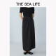 THE SEA LIFE半裙女欧海一生 冰丝半身裙2025春开衩松紧腰黑色长裙XC15265 黑法师 S