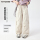 Yoyo one (Yoyo one) Girls' labor pants Spring and autumn cool style children's spring and clothing pants 2025 new style big children's mountain wide-leg sports pants 15265 apricot color + 15259 gray 150 150cm