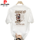 Pierre Cardin 2025 Drachenjahr schwere Baumwolle Kurzschlärm T-Shirt für Jugendliche und Frauen Sommer-Ins Modemarke Street Lose Runde Hals Top White K967 Bafang Lai Cailong Herrenkleidung 2024 Neuem Empfohlen 90-100jin [Jin gleich 0,5 kg] S S