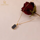 CHOMEL KINSEY Korean black square necklace for women, light luxury niche design, high-end silver clavicle chain Valentine's Day gift, black square necklace