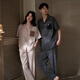 Shaqian 2025 new summer couple pajamas soft cotton short-sleeved trousers women's suit cool men's home wear