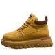 Europäische trendige Schuhe, High-Top-Dick-Soled-Herrenbrettschuhe Neue Nischenschwamm Kuchen Sohle Mid-Top Arbeitsschuhe Martin Boots Khaki 41