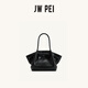 JW PEI饺子包女包Hana新款大号仿麂皮包大容量斜挎包通勤托特包JH306B04 黑色鳄鱼纹