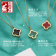Puli K4 tungsten gold jewelry internet celebrity four-leaf clover necklace for women rose gold 18K gold clavicle chain pendant girlfriend birthday gift gold green black