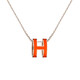爱马仕（Hermes） 女士Pop H椭圆立体吊坠镀玫瑰金项链 白色H1479 白色H147991FO49