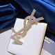 WOUG design Y letter brooch 2024 new trendy women's exquisite corsage brooch coat hair gold + gift box