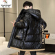 Woodpecker (TUCANO) mid-length shiny cotton coat for men 2025 new winter down jacket thickened jacket trendy overcoat black L recommended 100-120 Jin Jin equals 0.5 kg