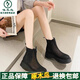 Specht echte Leder -Single -Stiefel für Frauen dicker Sohle -Mesh -Schwamm Kuchen weiche Sohle Sandalen 2025 Frühlings- und Sommer vielseitiger Hohlbohrer Casual Martin Stiefel Frauenschuhe aus Weiß 35