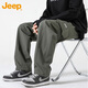Jeep (JEEP) Casual Pants Men's Spring and Autumn Straight Leg Loose Pants Men's Trendy Overalls Men's Pants Military Green XL