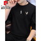 皮尔卡丹（pierre cardin）七分袖t恤五分袖帅气中袖新款男士上衣圆.领宽松体恤古风 宽松七分  黑色 鹤1 L .110-130斤 17084A
