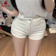 Xia Yuyao small white high waisted slim denim shorts for women in summer slim and versatile straight hot pants for hot girls ins trend white M 95-105
