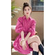 Gochiei Temperamento francés Small Lady Vestido Femenina de 2025 Spring New Gentle y Hermosa Cadena corta de cintura Vestido rosa S
