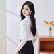 Troman commuter temperament shirt women's long-sleeved ribbon spring fashion casual design niche shirt white