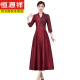 Hengyuanxiang Mother Banquet Press Cheongsam Платье 2025 Новое китайское стиль в стиле китайского стиля Свадебное банкет Благородное платье для женщин Deep Khaki 6625 XL 170 [110-120JIN [JIN равно 0,5 кг]]